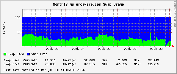 Monthly gw.orcaware.com Swap Usage