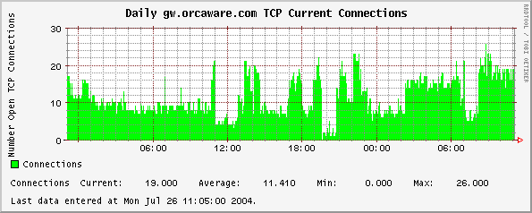Daily gw.orcaware.com TCP Current Connections